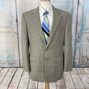 Lauren Ralph Lauren Mens 2 Button Blazer Sport Coat Jacket Beige Plaid 42R
